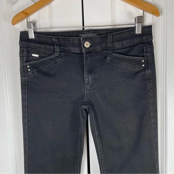 WHBM Modern Flare Jeans Women’s 4 Black Embellished Y2K Gorpcore Goth Casual - Picture 3 of 16